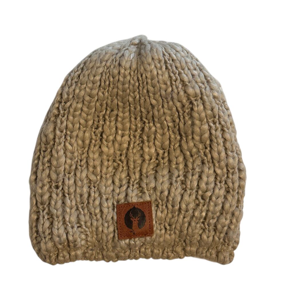 Sweet Turns Knit Beanie Unisex Tan Acrylic Winter Hat Outdoor Warmm Comfy